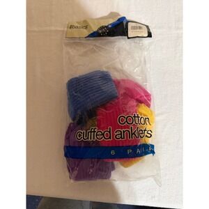 Trend Basics Cotton Cuffed Anklets 4 Pairs Multi Color Vintage Socks Size 9-11